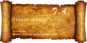 Tiszai Anikó névjegykártya